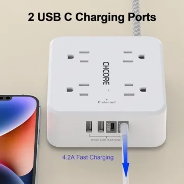 Surge Protector Power Strip with 8 Outlets and USB