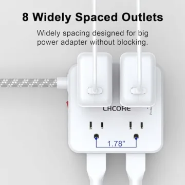 Surge Protector Power Strip with 8 Outlets and USB