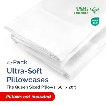 Queen Pillow Cases - 4 Pack - Super Soft Hotel Quality Protectors - Wrinkle Free and Machine Washabl...