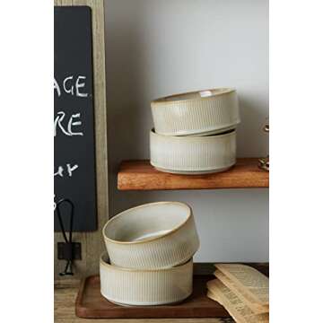 famiware Star Cereal Bowl Set, Soup Bowls Set of 6, Double Reactive Glaze, Stackable, 23 oz Deep Bow...