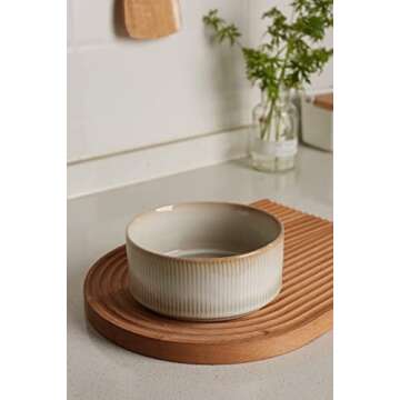 famiware Star Cereal Bowl Set, Soup Bowls Set of 6, Double Reactive Glaze, Stackable, 23 oz Deep Bowls Suitable for Cereal, Popcorn, Oatmeal, Dessert - Dishwasher and Microwave Safe, Cappuccino White