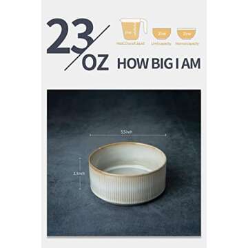 famiware Star Cereal Bowl Set, Soup Bowls Set of 6, Double Reactive Glaze, Stackable, 23 oz Deep Bowls Suitable for Cereal, Popcorn, Oatmeal, Dessert - Dishwasher and Microwave Safe, Cappuccino White