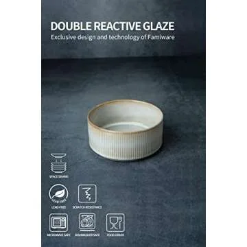 famiware Star Cereal Bowl Set, Soup Bowls Set of 6, Double Reactive Glaze, Stackable, 23 oz Deep Bowls Suitable for Cereal, Popcorn, Oatmeal, Dessert - Dishwasher and Microwave Safe, Cappuccino White