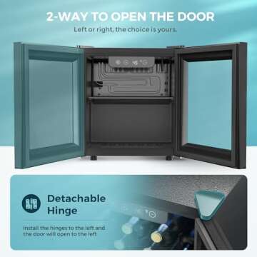 EUHOMY 48 Can Beverage Refrigerator cooler-Mini Fridge Glass Door for Beer Drinks Wines, Countertop Beverage Fridge with Adjustable Shelves Blue LED for Home/Office/Dorm/Bar, 1.3 cu.ft