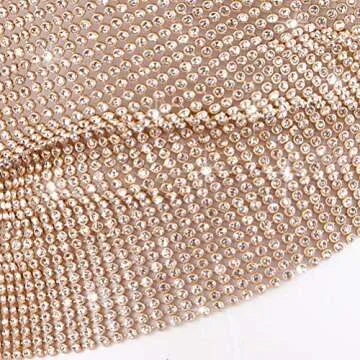 Sparkly Sexy Tops for Women Gold Deep V Neck Crop Rhinestone Tank Tops Cami Body Chain Top