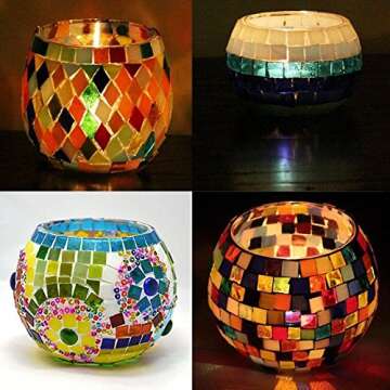 500PCS/380g Mosaic Tiles Stained Glass for DIY Art Craft or Home Decorations with Organizing Container,Smooth Surface Bulk Mosaic Glass Assorted Mixed Colors & Shapes like Triangle, Square, Rhombus(No