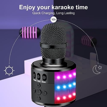 BONAOK 4-in-1 Bluetooth Karaoke Microphone in Black