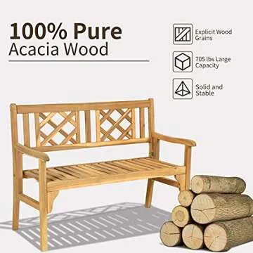 Tangkula Folding Wood Garden Bench for Outdoor Seating