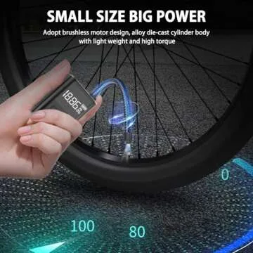 FitStill Tiny Pump Bike Pump Portable Ultra-Mini 100PSI Electric Bicycle Pump with Type-C Rechargeable Battery Tires Inflatable for Bicycle,E-Bike,Motorbike,Football,Basketball