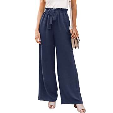 NIMIN High Waisted Wide Leg Pants for Women Summer Loose Dress Pants Comfy Business Casual Pants Flo...