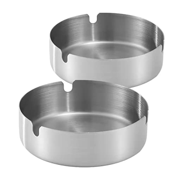 Stainless Steel Cigarette Ashtray - Durable, Stylish, Dishwasher Safe - Set of 2