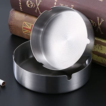 Stainless Steel Ash Tray for Cigarettes - 2 Pack