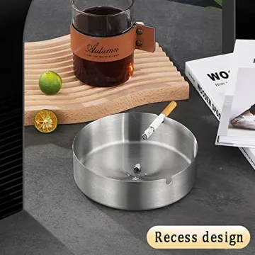 Stainless Steel Ash Tray for Cigarettes - 2 Pack