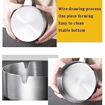 Stainless Steel Ash Tray for Cigarettes - 2 Pack