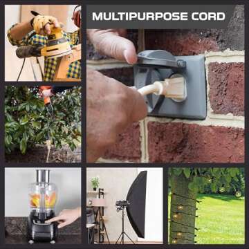 Iron Forge Cable Beige Outdoor Extension Cord 10 Ft, 16/3 Weatherproof Light Brown Extension Cord 3 Prong for Indoor & Outdoor, 13 AMP SJTW Electrical Cable for Lights Decoration, Landscaping, Tools