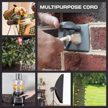 Iron Forge Cable Beige Outdoor Extension Cord 10 Ft, 16/3 Weatherproof Light Brown Extension Cord 3 Prong for Indoor & Outdoor, 13 AMP SJTW Electrical Cable for Lights Decoration, Landscaping, Tools