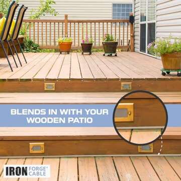 Iron Forge Cable Beige Outdoor Extension Cord 10 Ft, 16/3 Weatherproof Light Brown Extension Cord 3 Prong for Indoor & Outdoor, 13 AMP SJTW Electrical Cable for Lights Decoration, Landscaping, Tools