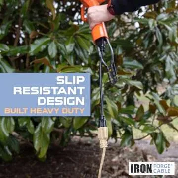 Iron Forge Cable Beige Outdoor Extension Cord 10 Ft, 16/3 Weatherproof Light Brown Extension Cord 3 Prong for Indoor & Outdoor, 13 AMP SJTW Electrical Cable for Lights Decoration, Landscaping, Tools