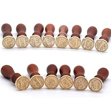 Medieval Traditional Initial Alphabet Wax Seal Stamp, Brass Head Wooden Handle, for Thanksgiving Card/Envelope/Gift Wrap/Wedding Engagement Party Invitation - Letter A