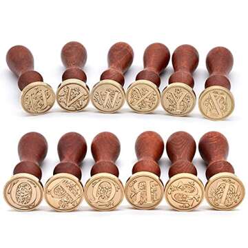 Medieval Traditional Initial Alphabet Wax Seal Stamp, Brass Head Wooden Handle, for Thanksgiving Card/Envelope/Gift Wrap/Wedding Engagement Party Invitation - Letter A