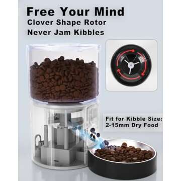 Miaosical Automatic Cat Feeder Flexible Schedule Timer,6 Meals/Day,1-12 Portions/Meal,Dual Power Auto Feeder Dry Food Dispenser with Voice Record,for Cats & Small Dogs (Black,3.6L Basic Bowl)