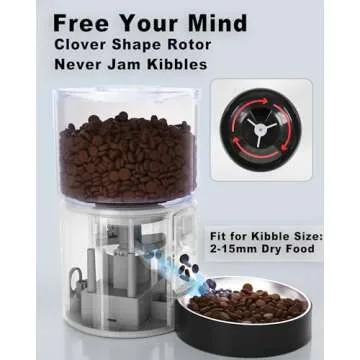 Miaosical Automatic Cat Feeder Flexible Schedule Timer,6 Meals/Day,1-12 Portions/Meal,Dual Power Auto Feeder Dry Food Dispenser with Voice Record,for Cats & Small Dogs (Black,3.6L Basic Bowl)