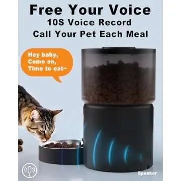 Miaosical Automatic Cat Feeder Flexible Schedule Timer,6 Meals/Day,1-12 Portions/Meal,Dual Power Auto Feeder Dry Food Dispenser with Voice Record,for Cats & Small Dogs (Black,3.6L Basic Bowl)