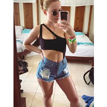 BEAGIMEG One Shoulder Monokini Swimsuit for Women