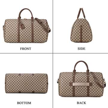 Travel Duffel Bag for Men Large Overnight Weekender Bag Leather Carry On Traveling Tote Bag Gym Sport Duffle Bags for Airplane Holiday Trip (Large, Flower)