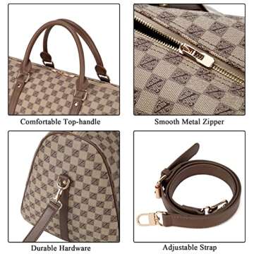 Travel Duffel Bag for Men Large Overnight Weekender Bag Leather Carry On Traveling Tote Bag Gym Sport Duffle Bags for Airplane Holiday Trip (Large, Flower)