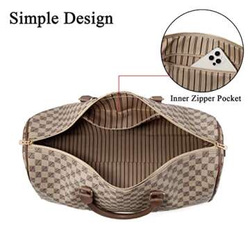 Travel Duffel Bag for Men Large Overnight Weekender Bag Leather Carry On Traveling Tote Bag Gym Sport Duffle Bags for Airplane Holiday Trip (Large, Flower)