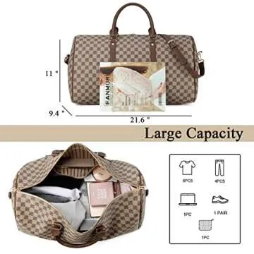 Travel Duffel Bag for Men Large Overnight Weekender Bag Leather Carry On Traveling Tote Bag Gym Sport Duffle Bags for Airplane Holiday Trip (Large, Flower)