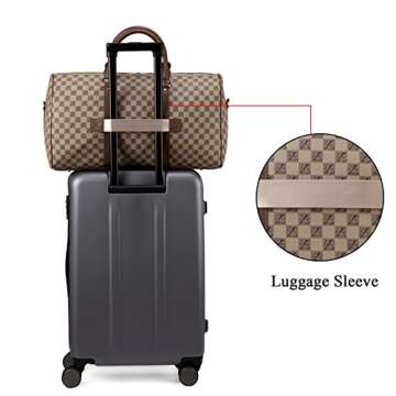 Travel Duffel Bag for Men Large Overnight Weekender Bag Leather Carry On Traveling Tote Bag Gym Sport Duffle Bags for Airplane Holiday Trip (Large, Flower)