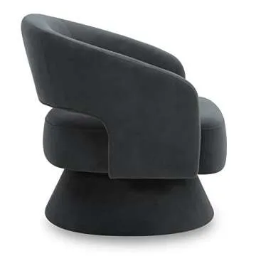 CHITA Swivel Accent Chair Armchair, FSC Certified Velvet Barrel Chair for Living Room Bedroom, Dark Grey