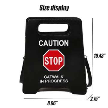 Novelty Shoulder Bag,Fashion Caution Tote Handbags Novelty Stop Sign Purse,Caution Shoulder Bag for Women Girls (Yellow)
