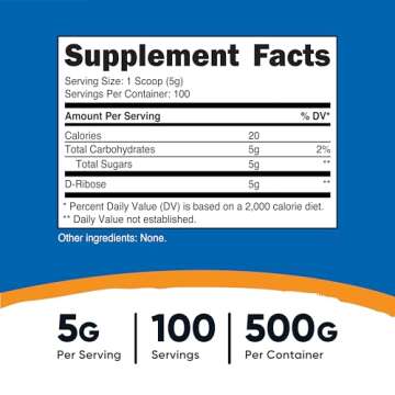 Nutricost D-Ribose Powder 500 Grams - 5000mg Per Serving, Non-GMO (500 Grams)