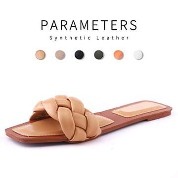 Stylish depdream Women's Open Square Toe Flat Slides