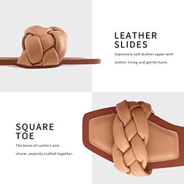 Stylish depdream Women's Open Square Toe Flat Slides