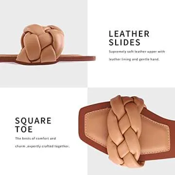 Stylish depdream Women's Open Square Toe Flat Slides