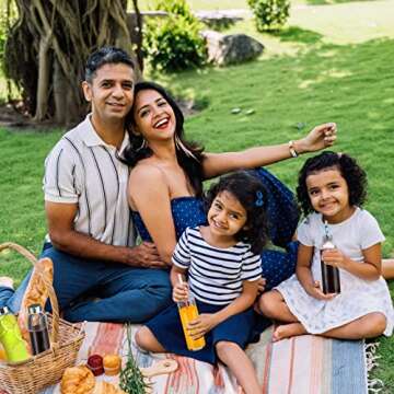 Luxfuel Clear Glass Bottles with Lids 18 oz, Reusable Glass Water Bottles with Stainless Steel Cap for Juicing,Refrigerator,100% Leak Proof, BPA Free, Glass Juice Bottles Set of 6