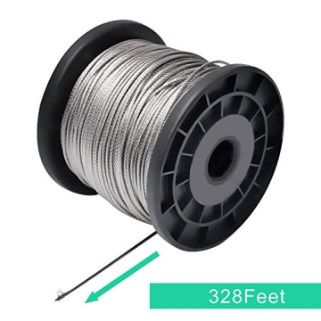 Stainless Steel 1/16 Wire Rope with 100 Sleeves - 328FT