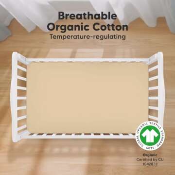 KeaBabies 2-Pack Organic Crib Sheets for Boys, Girls, Jersey Fitted Baby Crib Sheets Neutral, Cotton...