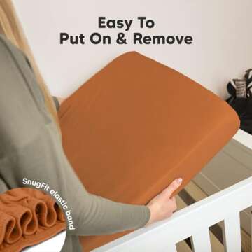 KeaBabies 2-Pack Organic Crib Sheets for Boys, Girls, Jersey Fitted Baby Crib Sheets Neutral, Cotton Breathable Crib Sheet, Cute Printed Crib Mattress Sheet, Baby Mattress Sheets (Rust)