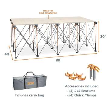 BORA Centipede 30in Folding Work Table Set - Heavy Duty 6000lb Capacity