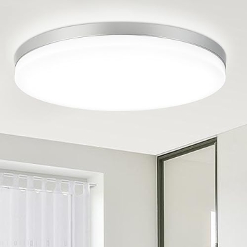 DLLT 24W Modern Dimmable Led Flush Mount Ceiling Light Fixture with Remote-13 Inch Round Close to Ce...