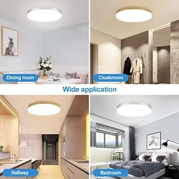 DLLT 24W Modern Dimmable Led Flush Mount Ceiling Light Fixture with Remote-13 Inch Round Close to Ceiling Lights for Bedroom/Kitchen/Dining Room Lighting, Timing, 3000K-6000K 3 Light Color Changeable