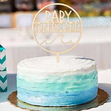 HGFC Wooden Sea Wave Birthday Cake Topper for Kids