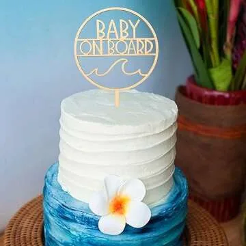 HGFC Wooden Sea Wave Birthday Cake Topper for Kids