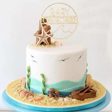 HGFC Wooden Sea Wave Birthday Cake Topper for Kids