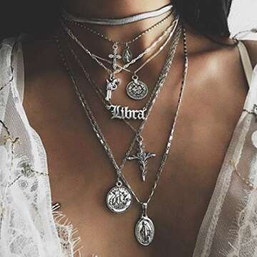 Aquarius Necklace for Women Zodiac Constellation Necklace Gold Old English Letter Astrology Horoscope Sign Pendant Necklace Birthday Gift